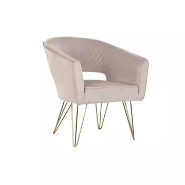 Fotel poliészter, fém 70x65x74 cm halvány rózsaszín, arany