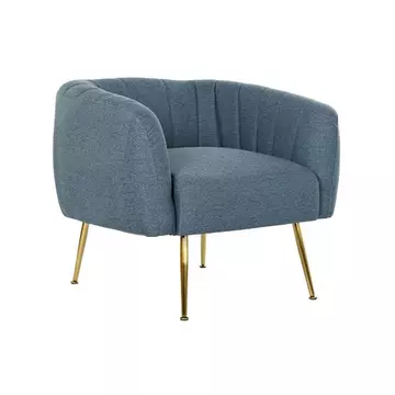 Fotel poliészter, fém, fa, műanyag 81x75x73 cm kék, arany