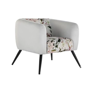 Fotel virágok poliészter, fém 75x71x71 cm bézs, fekete