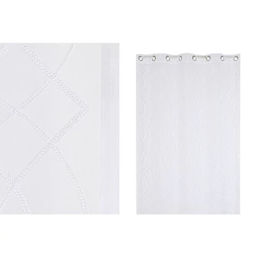 Függöny hímzett gyűrűs poliészter 140x260 cm fehér