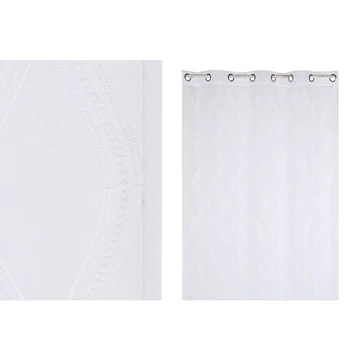 Függöny hímzett gyűrűs poliészter 140x260 cm fehér