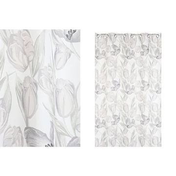Függöny tulipán poliészter 140x260 cm fehér, szürke