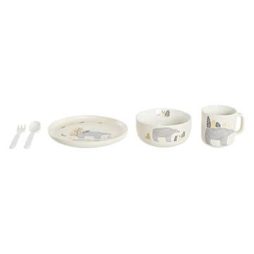 Gyermek étkészlet medve csontporcelán 19,3x19,3x2 cm bézs, szürke S/5