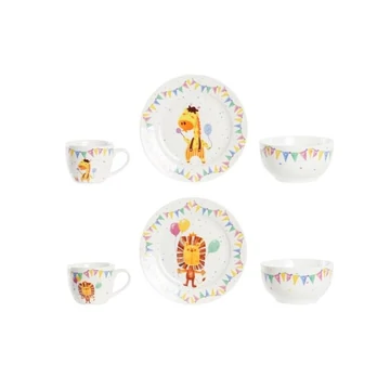 Gyermek étkészlet porcelán, csontporcelán 19x19x2 cm színes, fehér 2 féle S/3