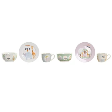 Gyermek étkészlet porcelán, csontporcelán 19x19x2 cm színes, fehér 2 féle S/3