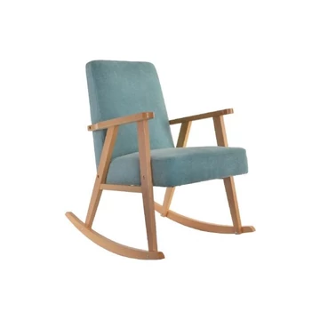 Hintaszék bükkfa, poliészter, mdf, eukaliptuszfa 54,3x87x88 cm türkizkék, natúr
