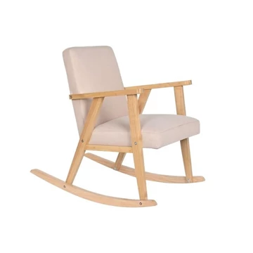 Hintaszék bükkfa, poliészter, mdf, eukaliptuszfa 60x89x84 cm bézs, natúr