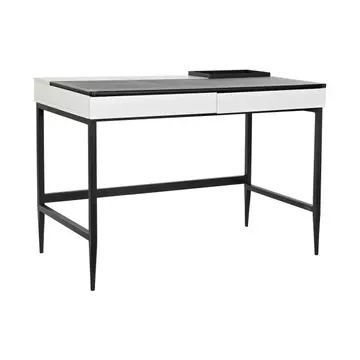 Íróasztal fém, mdf, poliuretán 110x55x76 cm fehér, fekete