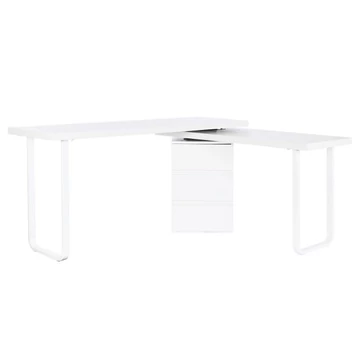 Íróasztal mdf, fém 150x120x75 cm fehér, natúr