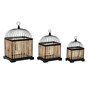 Kalitka szett rattan, fém 38,5x30x54 cm fekete, natúr S/3