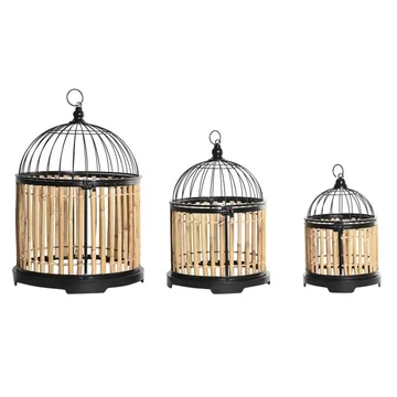 Kalitka szett rattan, fém 38x38x61,6 cm natúr, fekete S/3