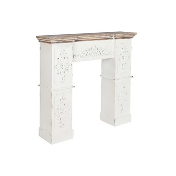 Kandalló polc lucfenyő, mdf 120x29,5x116 cm fehér, natúr