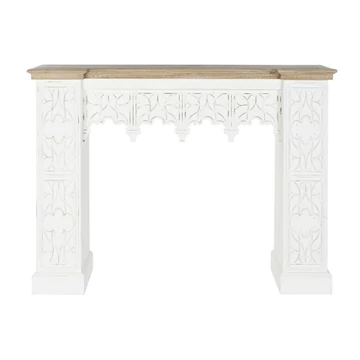 Kandalló polc lucfenyő, mdf 137,5x29,5x101 cm fehér, natúr