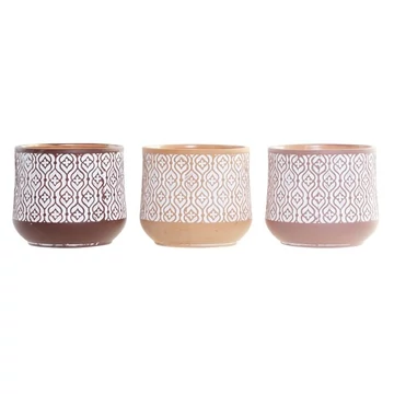 Kaspó égetett agyag 14x14x12,4 cm barna, korall 3 féle