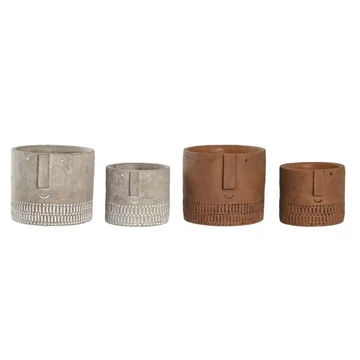 Kaspó szett arc cement 17x17x15 cm barna, szürke 2 féle S/2