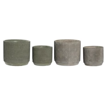 Kaspó szett cement 16x16x15 cm zöld, szürke 2 féle S/2