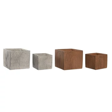 Kaspó szett cement 17x17x15 cm barna, szürke 2 féle S/2