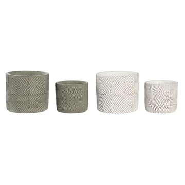 Kaspó szett cement 17x17x15 cm zöld, fehér 2 féle S/2