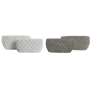Kaspó szett cement 24x14x11 cm fehér, szürke 2 féle S/2