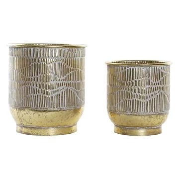 Kaspó szett fém 27,5x27,5x29,5 cm arany, szürke S/2