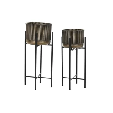 Kaspó szett fém 28,5x28,5x63 cm réz, fekete S/2