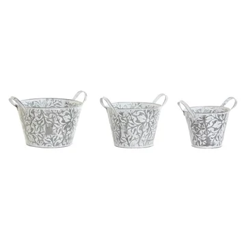 Kaspó szett fém 31x25x19 cm szürke S/3