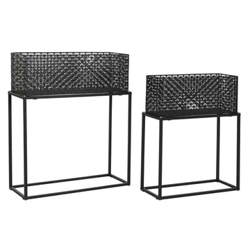 Kaspó szett fém 60x22x70 cm fekete S/2