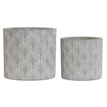 Kaspó szett leveles cement 17x17x16 cm szürke S/2