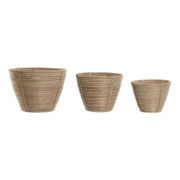Kaspó szett rattan 25x25x20 cm natúr S/3