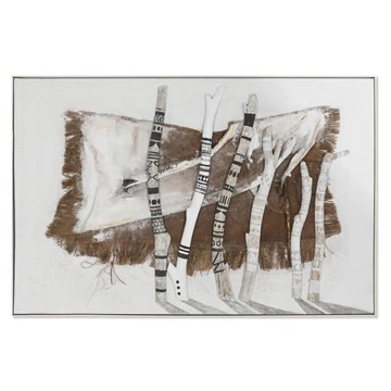 Kép 3D vászon, juta, lucfenyő, kézzelfestett 150x4,5x100 cm natúr, fehér
