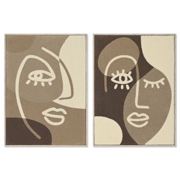 Kép absztrakt arc gyapjú, mdf 53x4,3x73 cm sötétbarna, világosbarna 2 féle