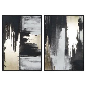 Kép absztrakt hungarocell, vászon 100x4x140 cm fekete, arany 2 féle