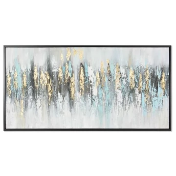 Kép absztrakt keretes vászon, hungarocell, kézzelfestett 156x4x80 cm színes, fekete