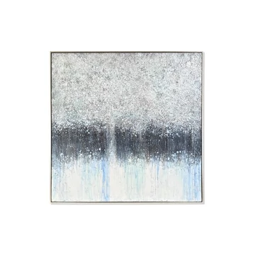 Kép absztrakt kézzel festett vászon, hungarocell 130x5x130 cm kék, ezüst