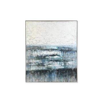 Kép absztrakt kézzel festett vászon, hungarocell 130x5x155 cm kék, fehér