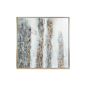 Kép absztrakt kézzel festett vászon, hungarocell 131x4x131 cm kék, fehér