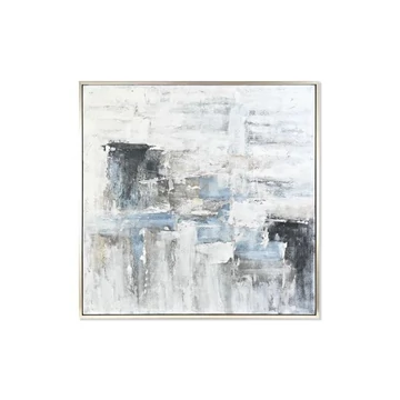 Kép absztrakt kézzel festett vászon, hungarocell 131x4x131 cm kék, fehér