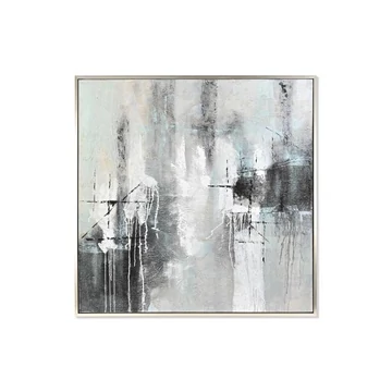 Kép absztrakt kézzel festett vászon, hungarocell 131x4x131 cm szürke