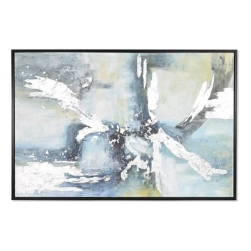 Kép absztrakt kézzel festett vászon, hungarocell 155x5x104 cm kék, ezüst
