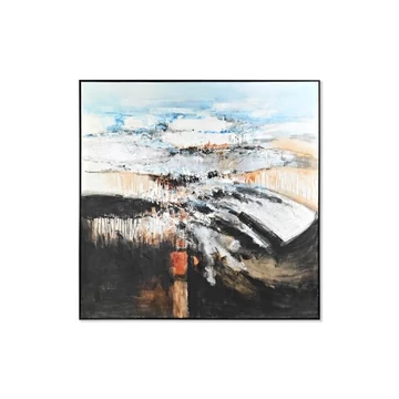 Kép absztrakt kézzel festett vászon, hungarocell 155x5x155 cm fekete, kék