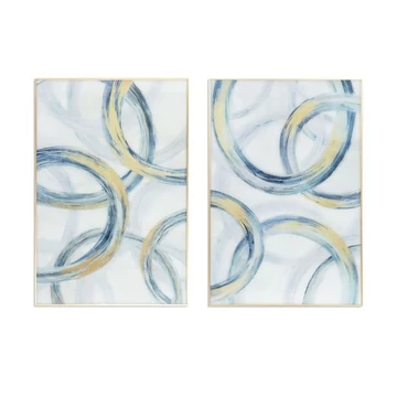 Kép absztrakt üveg, alumínium 80x2,5x120 cm kék, arany 2 féle