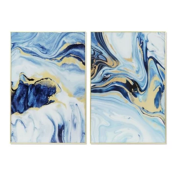 Kép absztrakt üveg, alumínium 80x2,5x120 cm kék, arany 2 féle