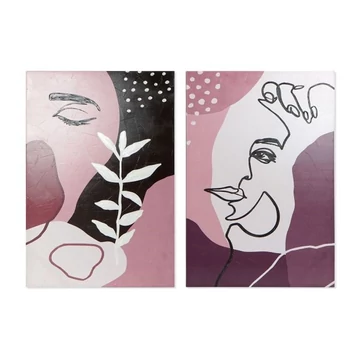 Kép absztrakt vászon, fenyő 80x3x120 cm gesztenye, pink 2 féle