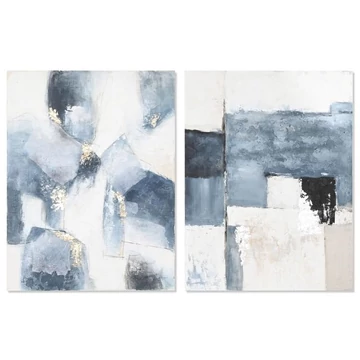 Kép absztrakt vászon, fenyő 90x3,7x120 cm kék, fehér 2 féle