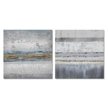 Kép absztrakt vászon, fenyő, kézzelfestett 100x2,8x100 cm kék, szürke 2 féle