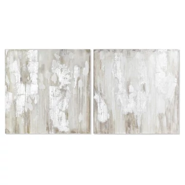 Kép absztrakt vászon, fenyő, kézzelfestett 100x3,7x100 cm szürke, fehér 2 féle
