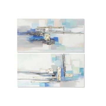 Kép absztrakt vászon, fenyő, kézzelfestett 120x3,5x60 cm kék, fehér 2 féle