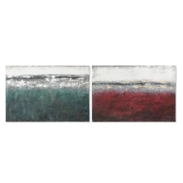 Kép absztrakt vászon, fenyő, kézzelfestett 120x3,5x80 cm zöld, piros 2 féle