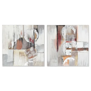 Kép absztrakt vászon, fenyő, kézzelfestett 60x2,8x60 cm szürke, fehér 2 féle
