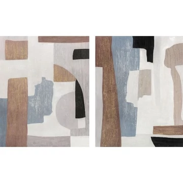 Kép absztrakt vászon, fenyő, kézzelfestett 80x4x100 cm kék, barna 2 féle